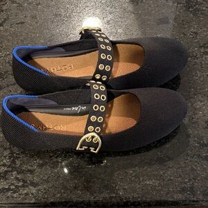 Rothy's Black Flats with Blue Trim